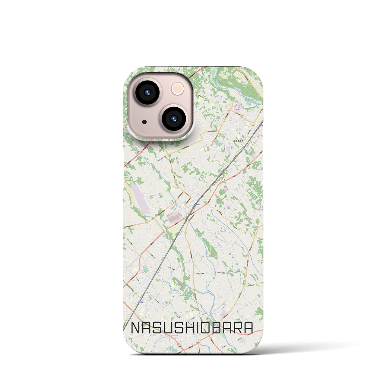【那須塩原】地図柄iPhoneケース（バックカバータイプ・ナチュラル）iPhone 13 mini 用