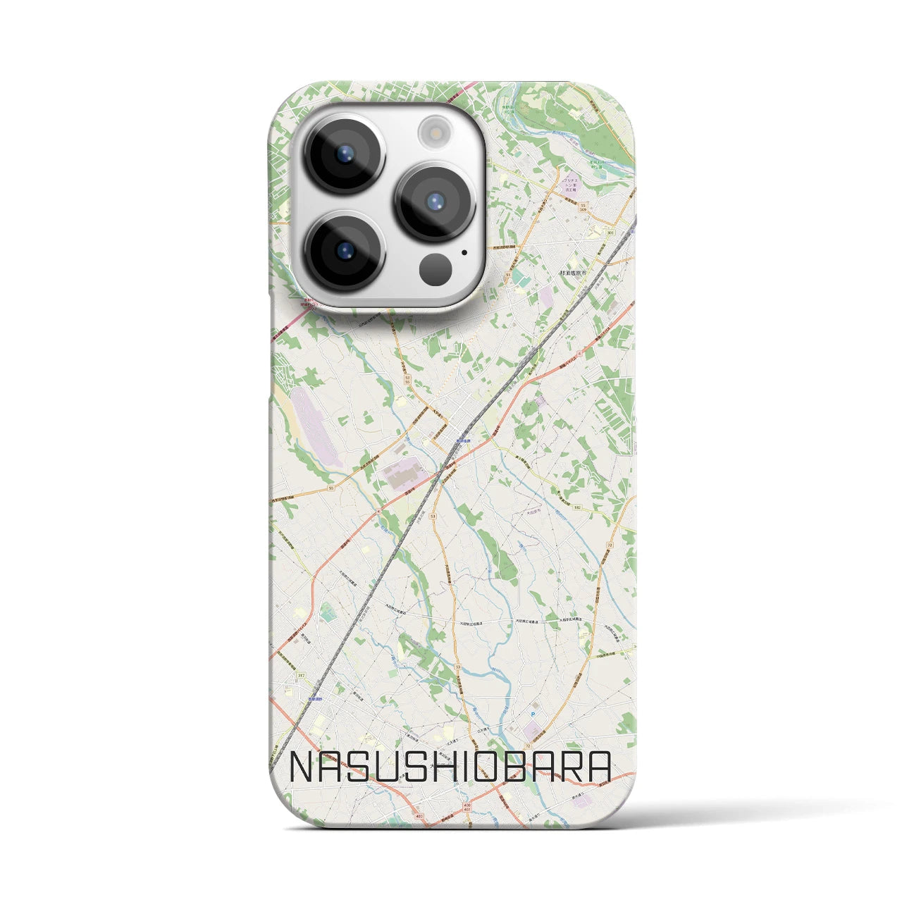 【那須塩原】地図柄iPhoneケース（バックカバータイプ・ナチュラル）iPhone 14 Pro 用
