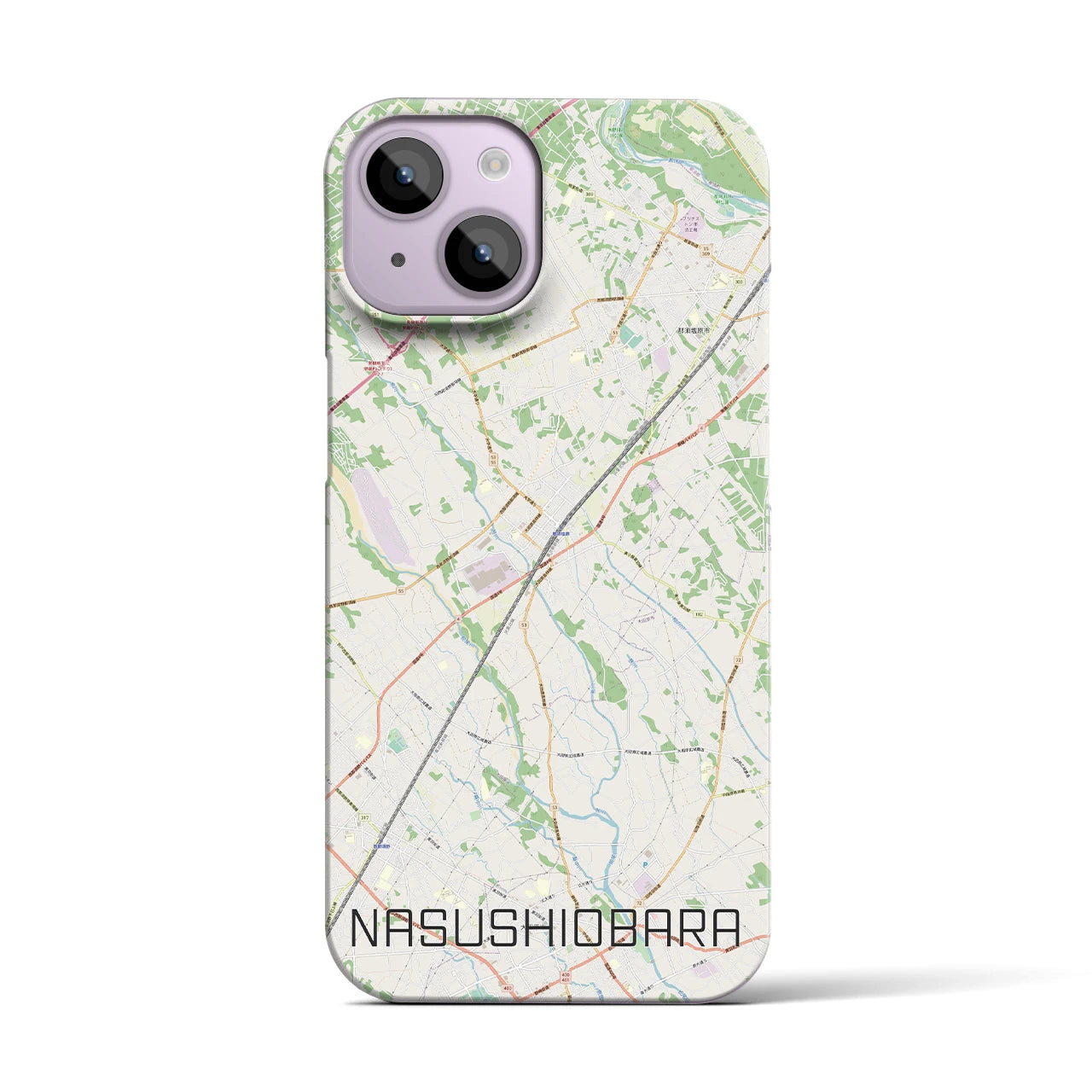 【那須塩原】地図柄iPhoneケース（バックカバータイプ・ナチュラル）iPhone 14 用
