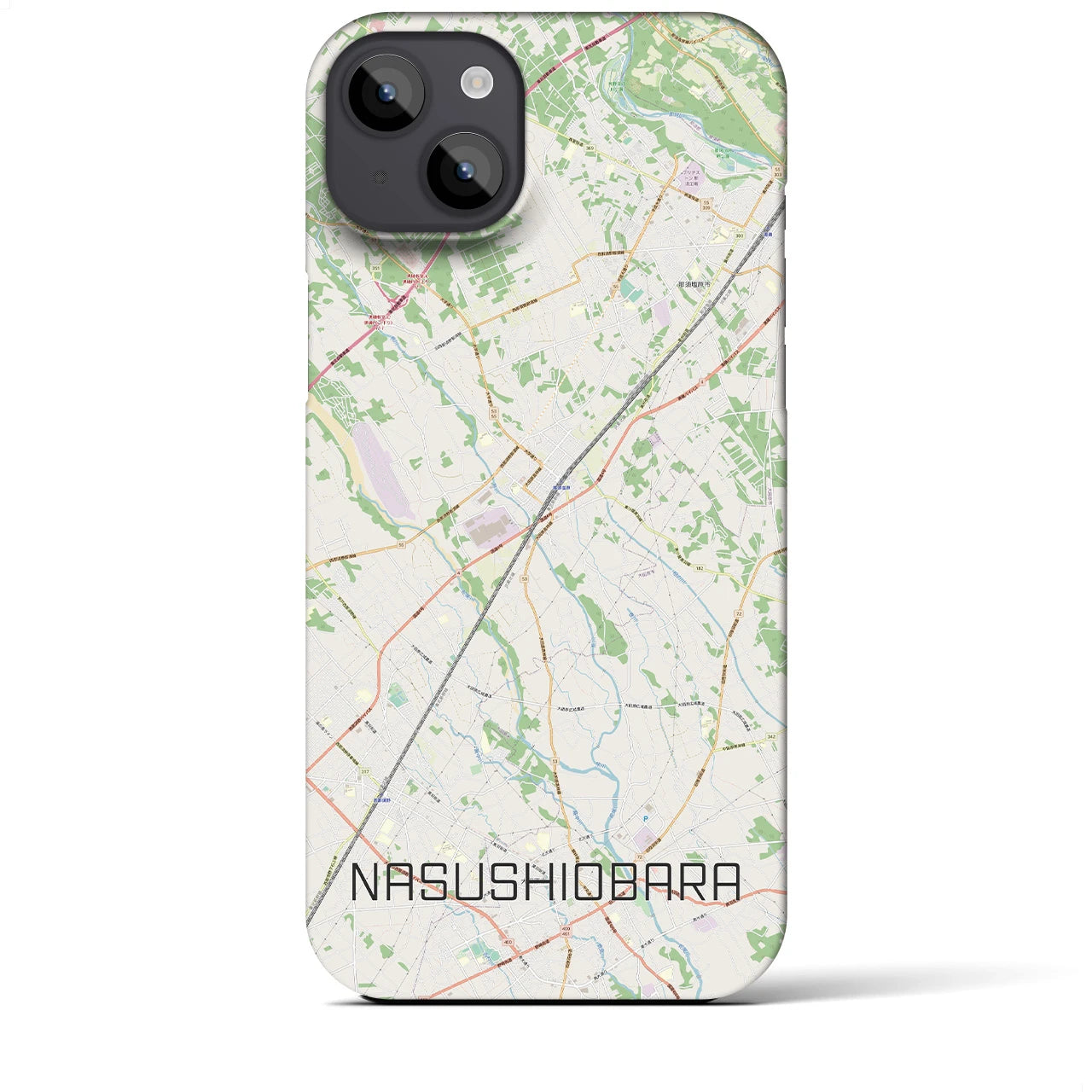 【那須塩原】地図柄iPhoneケース（バックカバータイプ・ナチュラル）iPhone 14 Plus 用