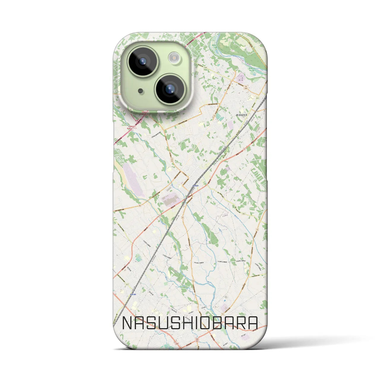 【那須塩原】地図柄iPhoneケース（バックカバータイプ・ナチュラル）iPhone 15 用