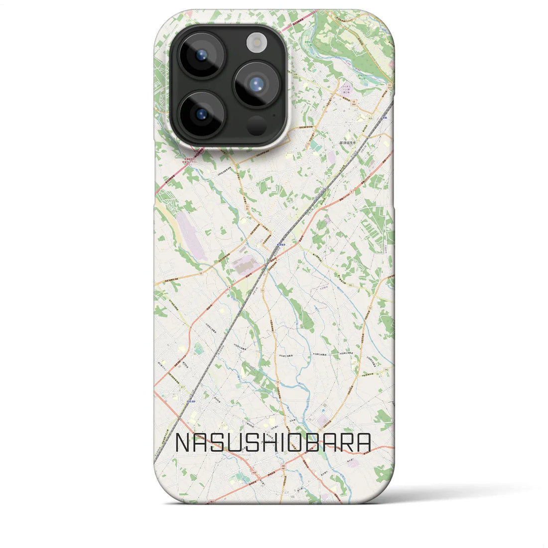 【那須塩原】地図柄iPhoneケース（バックカバータイプ・ナチュラル）iPhone 15 Pro Max 用