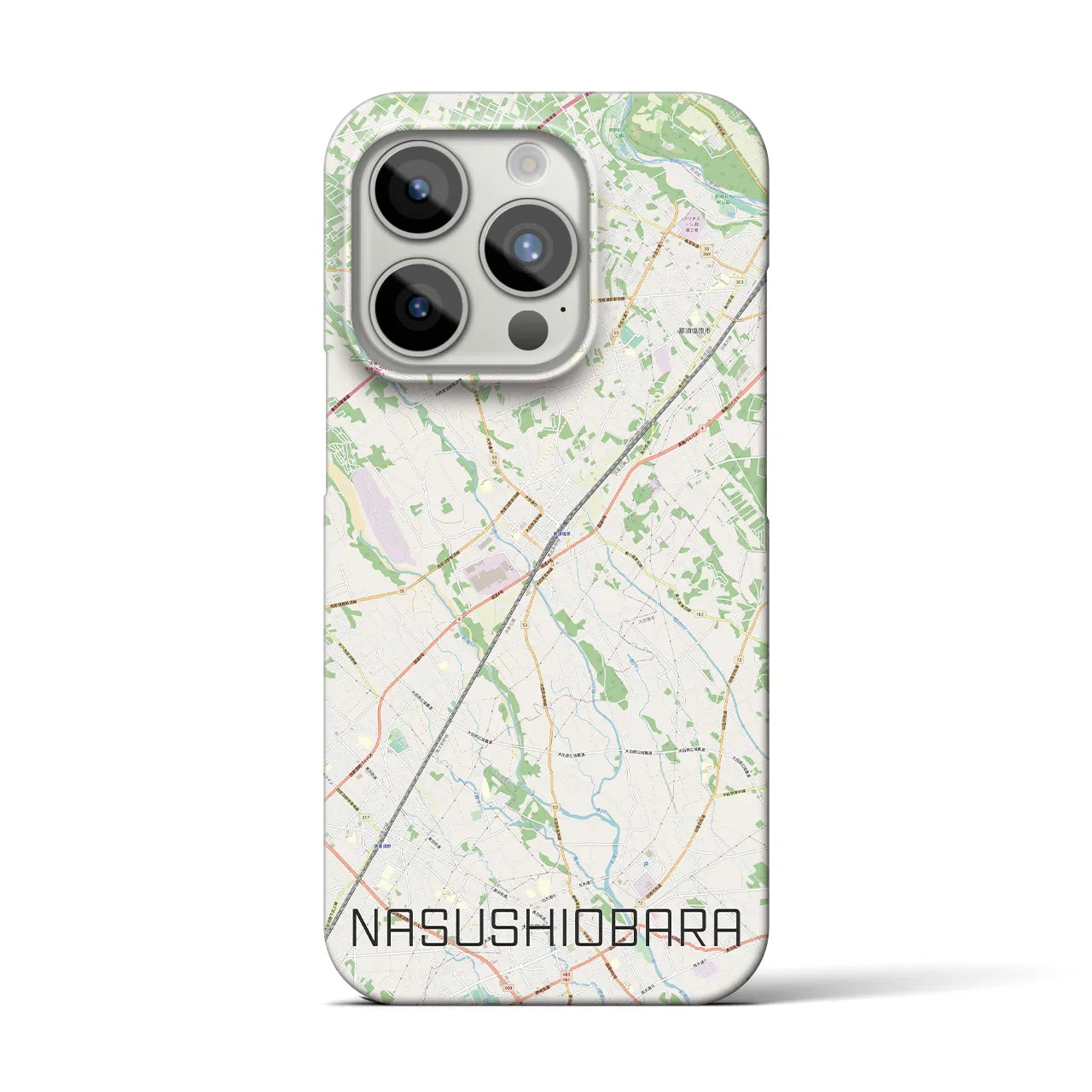 【那須塩原】地図柄iPhoneケース（バックカバータイプ・ナチュラル）iPhone 15 Pro 用