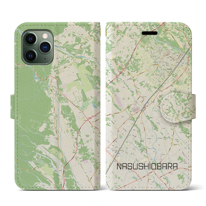 【那須塩原（栃木県）】地図柄iPhoneケース（手帳タイプ）ナチュラル・iPhone 11 Pro 用