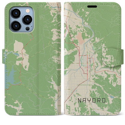 【名寄（北海道）】地図柄iPhoneケース（手帳タイプ）ナチュラル・iPhone 13 Pro Max 用