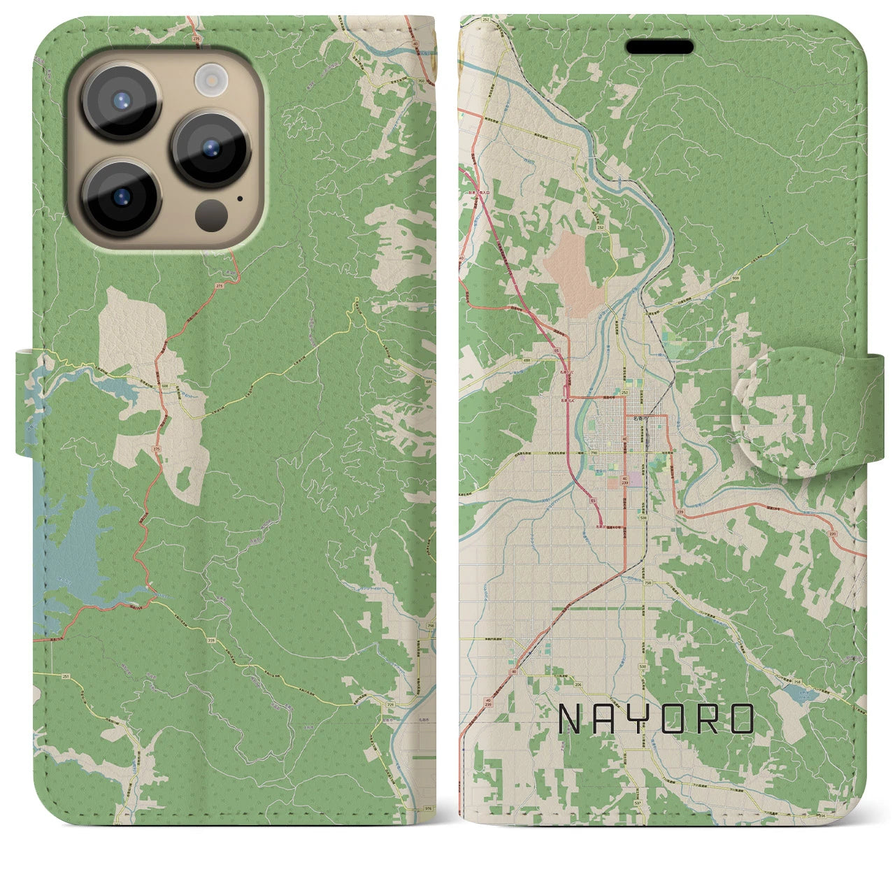 【名寄】地図柄iPhoneケース（手帳両面タイプ・ナチュラル）iPhone 14 Pro Max 用