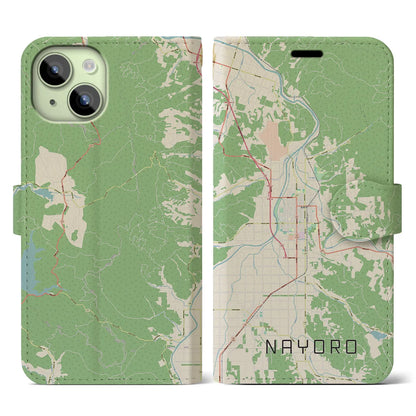 【名寄（北海道）】地図柄iPhoneケース（手帳タイプ）ナチュラル・iPhone 15 用