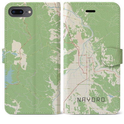 【名寄（北海道）】地図柄iPhoneケース（手帳タイプ）ナチュラル・iPhone 8Plus /7Plus / 6sPlus / 6Plus 用