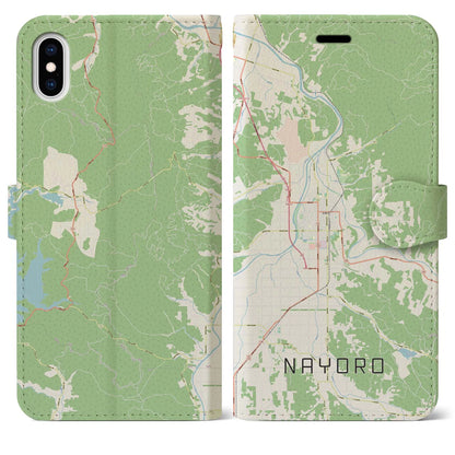 【名寄（北海道）】地図柄iPhoneケース（手帳タイプ）ナチュラル・iPhone XS Max 用