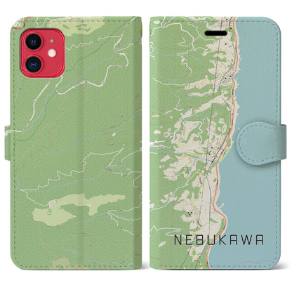 【根府川（神奈川県）】地図柄iPhoneケース（手帳タイプ）ナチュラル・iPhone 11 用