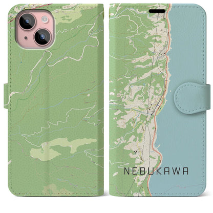 【根府川（神奈川県）】地図柄iPhoneケース（手帳タイプ）ナチュラル・iPhone 15 Plus 用