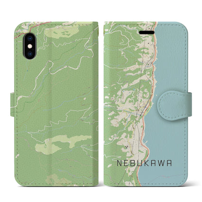 【根府川（神奈川県）】地図柄iPhoneケース（手帳タイプ）ナチュラル・iPhone XS / X 用