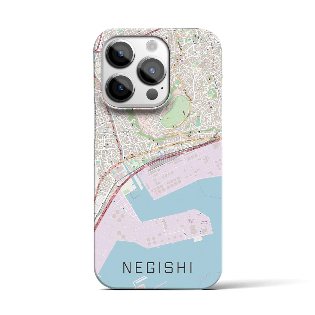【根岸】地図柄iPhoneケース（バックカバータイプ・ナチュラル）iPhone 14 Pro 用