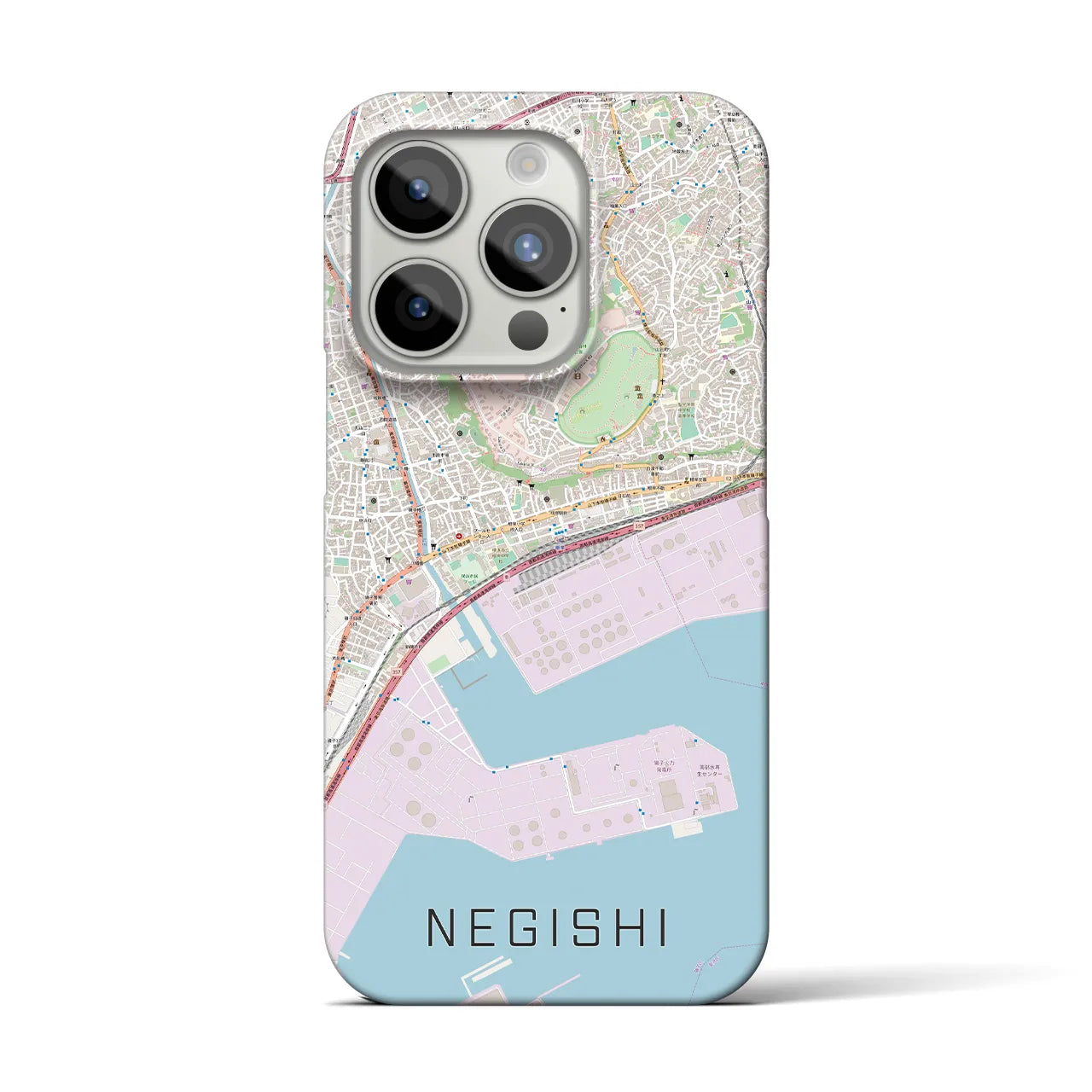 【根岸】地図柄iPhoneケース（バックカバータイプ・ナチュラル）iPhone 15 Pro 用