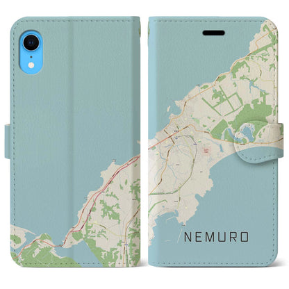 【根室（北海道）】地図柄iPhoneケース（手帳タイプ）ナチュラル・iPhone XR 用