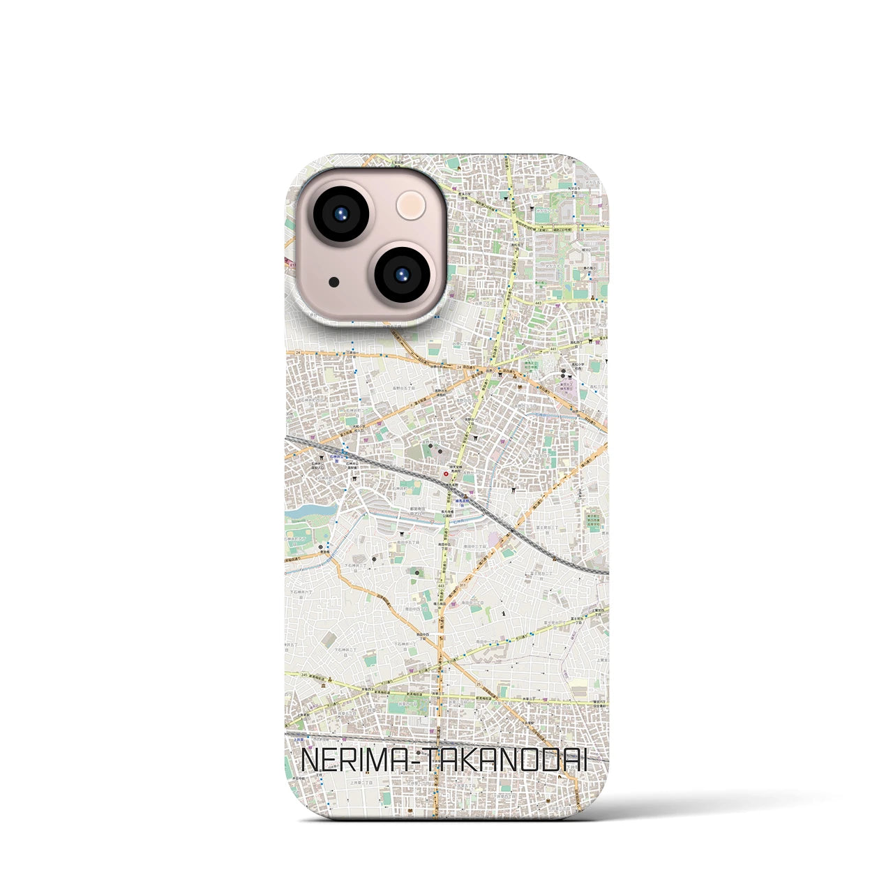 【練馬高野台】地図柄iPhoneケース（バックカバータイプ・ナチュラル）iPhone 13 mini 用