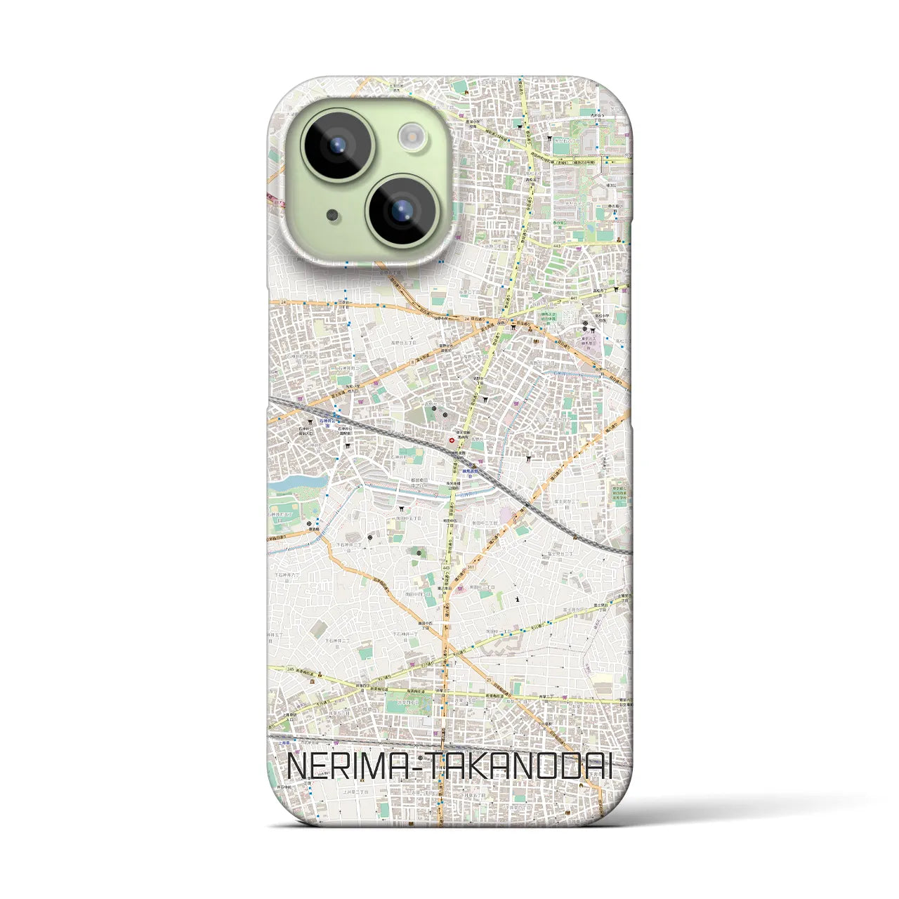 【練馬高野台】地図柄iPhoneケース（バックカバータイプ・ナチュラル）iPhone 15 用