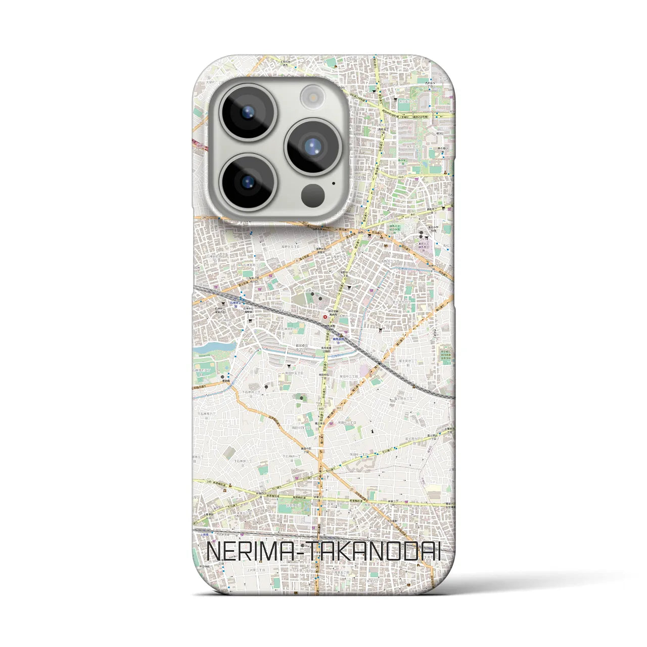 【練馬高野台】地図柄iPhoneケース（バックカバータイプ・ナチュラル）iPhone 15 Pro 用