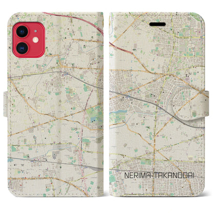 【練馬高野台（東京都）】地図柄iPhoneケース（手帳タイプ）ナチュラル・iPhone 11 用