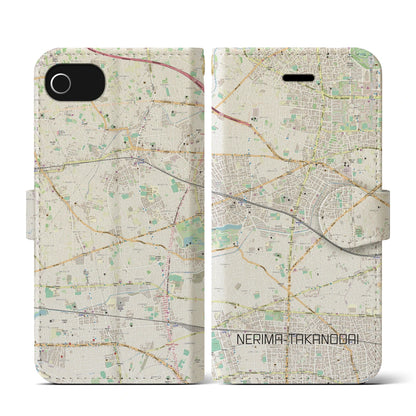 【練馬高野台（東京都）】地図柄iPhoneケース（手帳タイプ）ナチュラル・iPhone SE（第3 / 第2世代） / 8 / 7 / 6s / 6 用