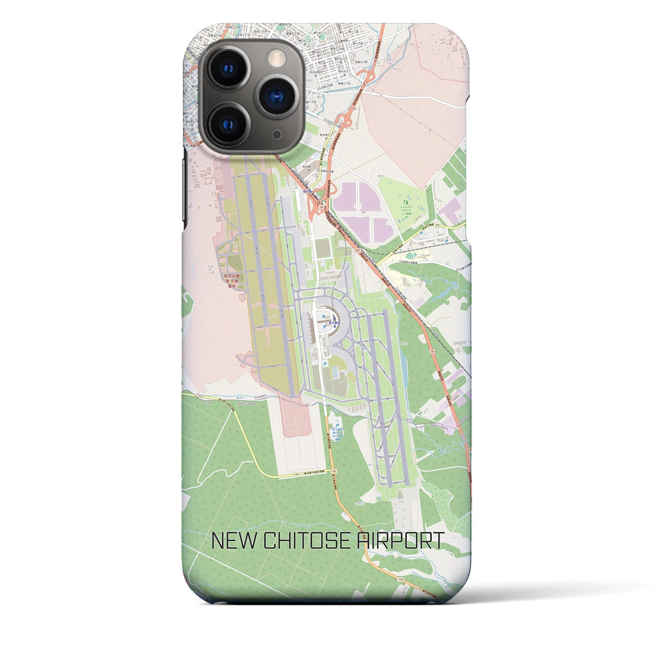 【新千歳空港】地図柄iPhoneケース（バックカバータイプ・ナチュラル）iPhone 11 Pro Max 用