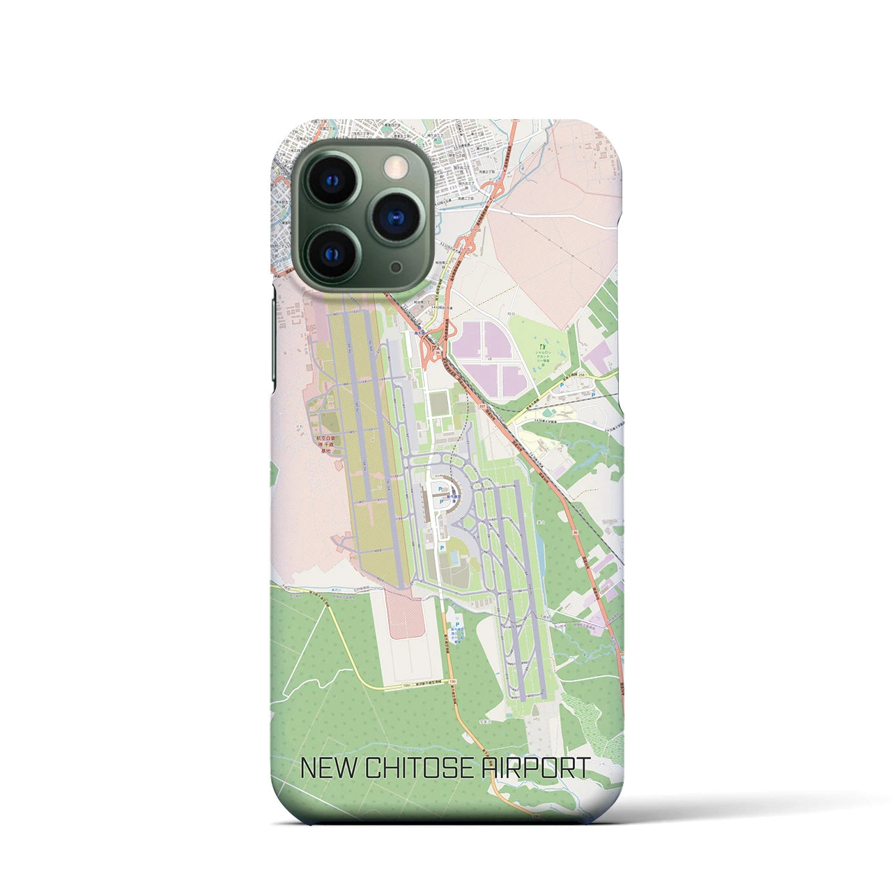 【新千歳空港】地図柄iPhoneケース（バックカバータイプ・ナチュラル）iPhone 11 Pro 用