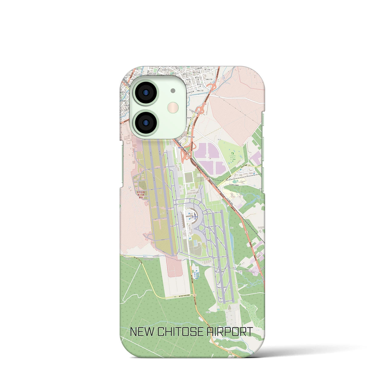 【新千歳空港】地図柄iPhoneケース（バックカバータイプ・ナチュラル）iPhone 12 mini 用