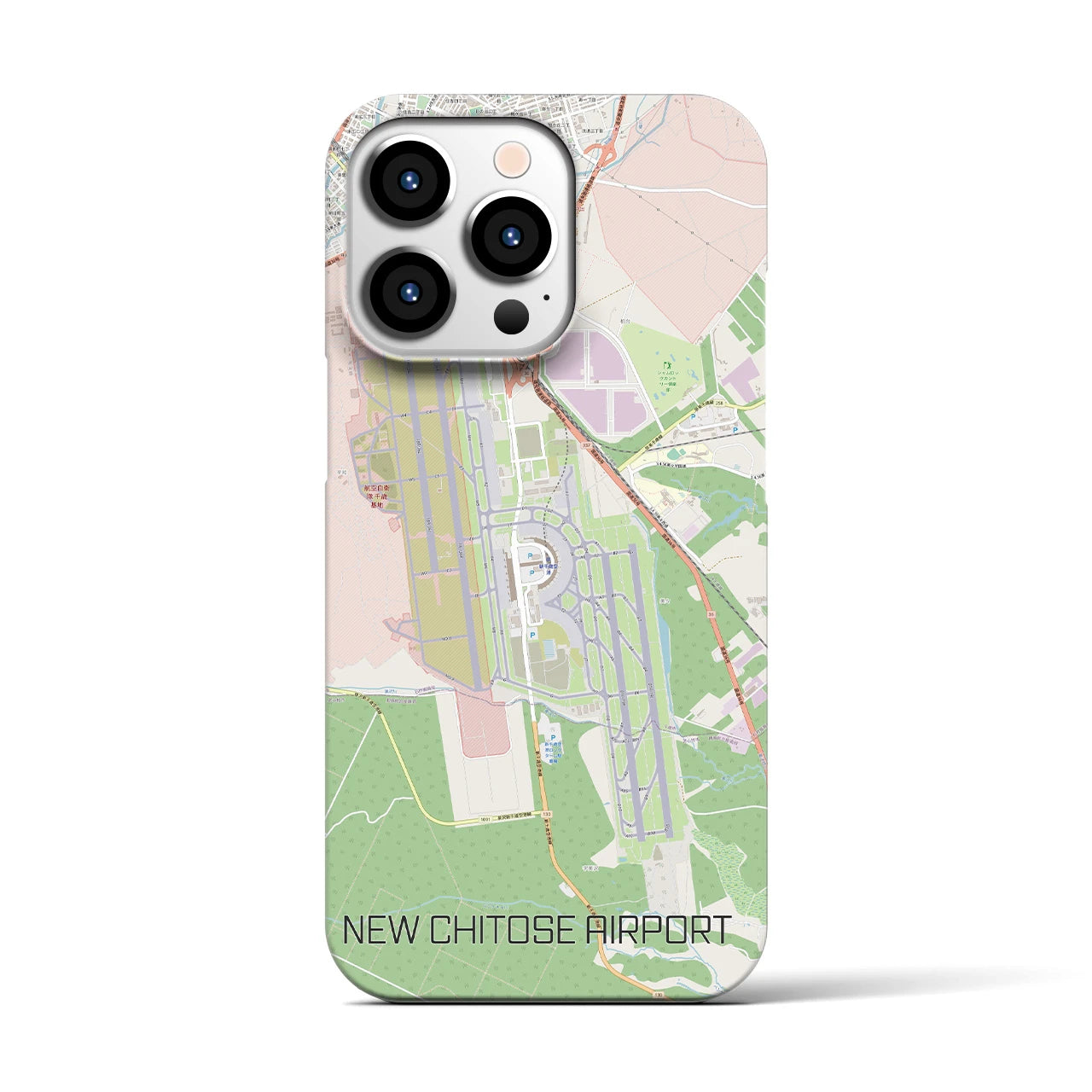 【新千歳空港】地図柄iPhoneケース（バックカバータイプ・ナチュラル）iPhone 13 Pro 用