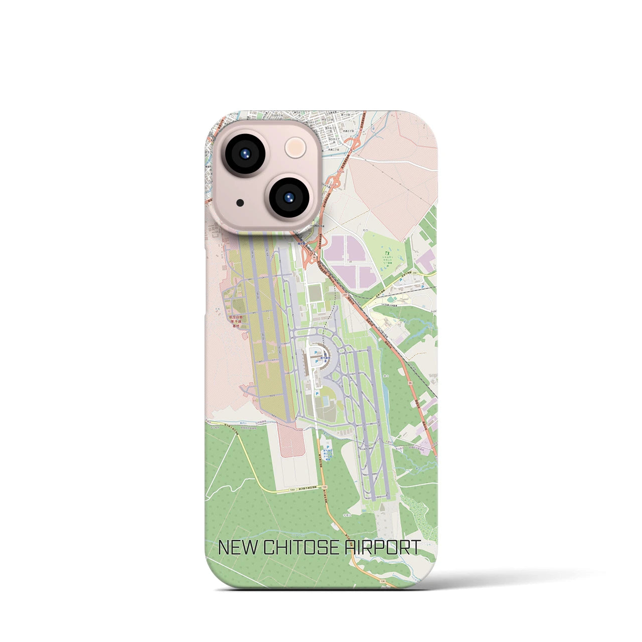 【新千歳空港】地図柄iPhoneケース（バックカバータイプ・ナチュラル）iPhone 13 mini 用