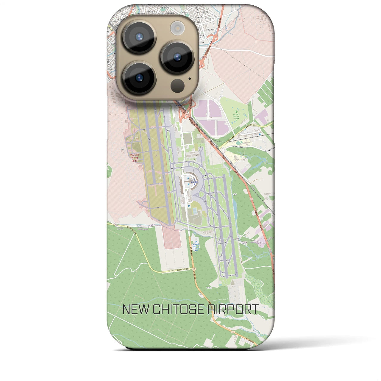 【新千歳空港】地図柄iPhoneケース（バックカバータイプ・ナチュラル）iPhone 14 Pro Max 用