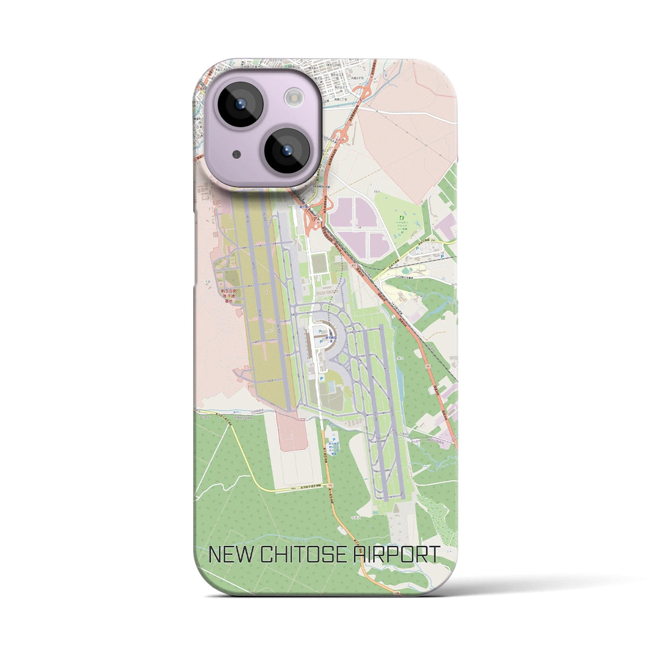 【新千歳空港】地図柄iPhoneケース（バックカバータイプ・ナチュラル）iPhone 14 用