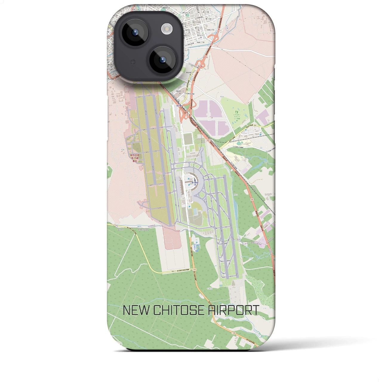 【新千歳空港】地図柄iPhoneケース（バックカバータイプ・ナチュラル）iPhone 14 Plus 用