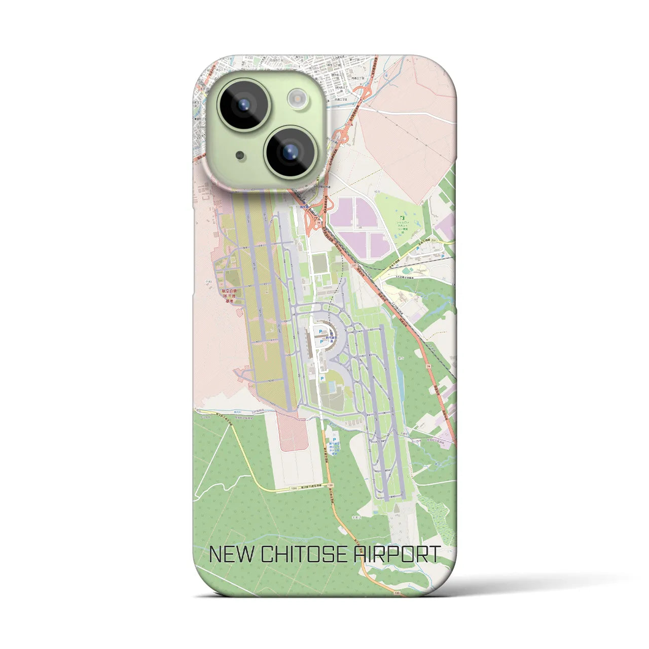【新千歳空港】地図柄iPhoneケース（バックカバータイプ・ナチュラル）iPhone 15 用