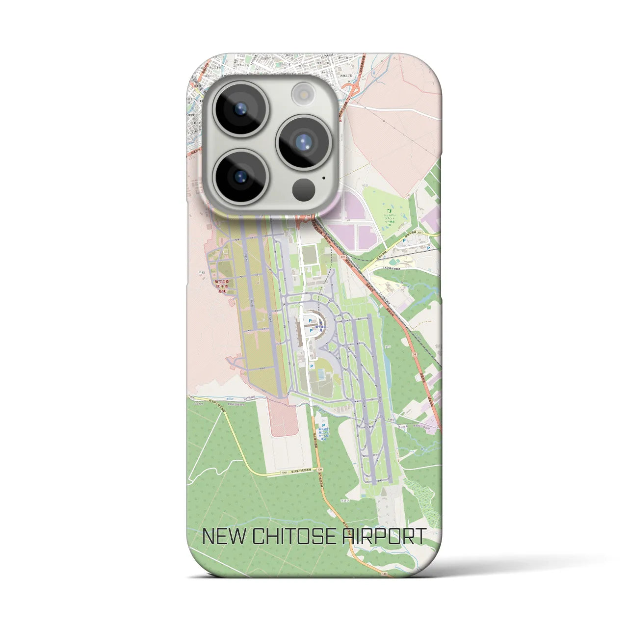 【新千歳空港】地図柄iPhoneケース（バックカバータイプ・ナチュラル）iPhone 15 Pro 用