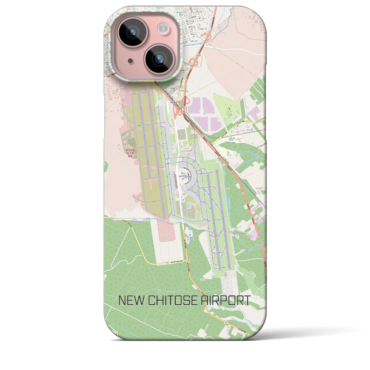 【新千歳空港】地図柄iPhoneケース（バックカバータイプ・ナチュラル）iPhone 15 Plus 用
