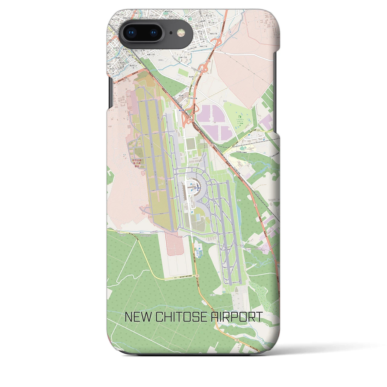 【新千歳空港】地図柄iPhoneケース（バックカバータイプ・ナチュラル）iPhone 8Plus /7Plus / 6sPlus / 6Plus 用