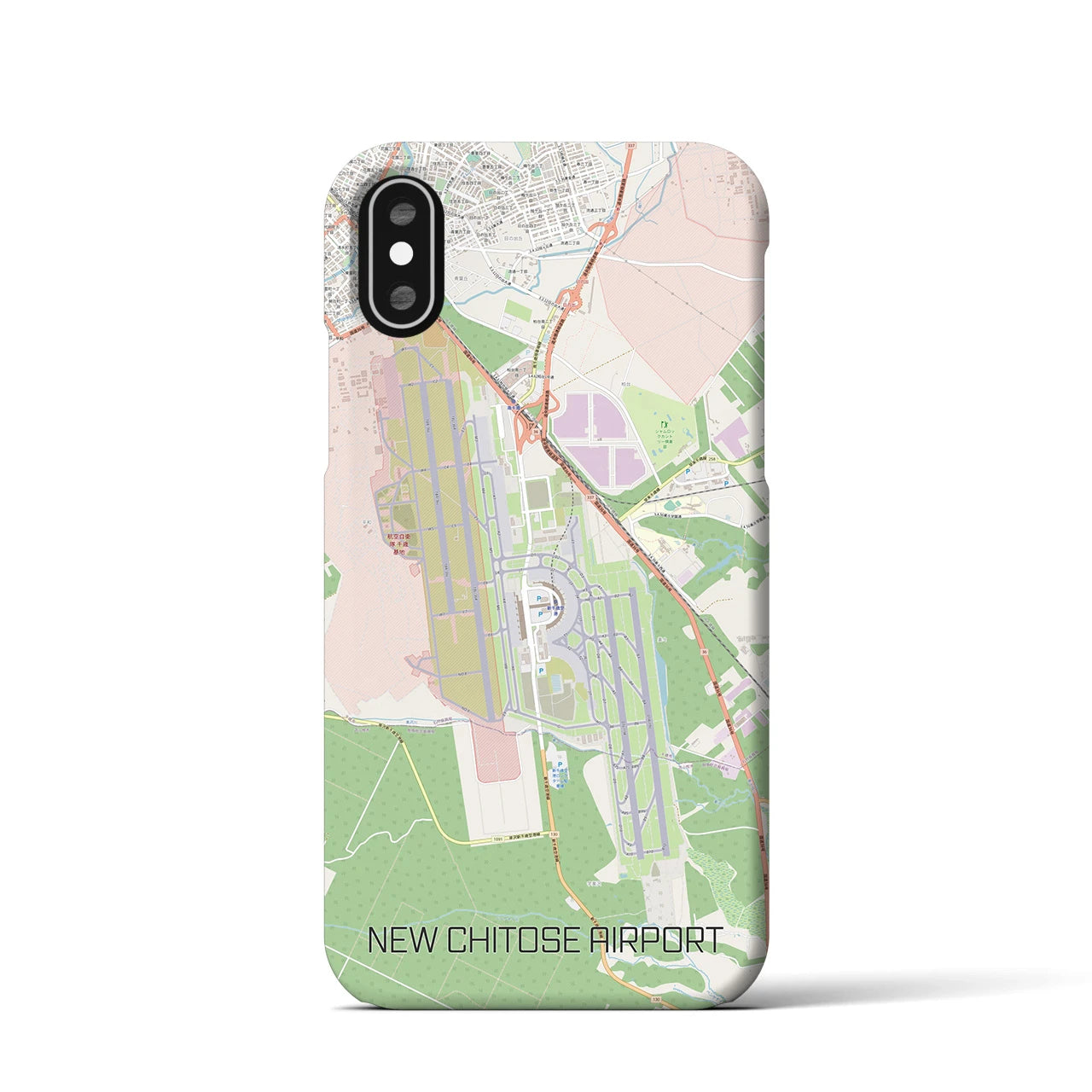【新千歳空港】地図柄iPhoneケース（バックカバータイプ・ナチュラル）iPhone XS / X 用
