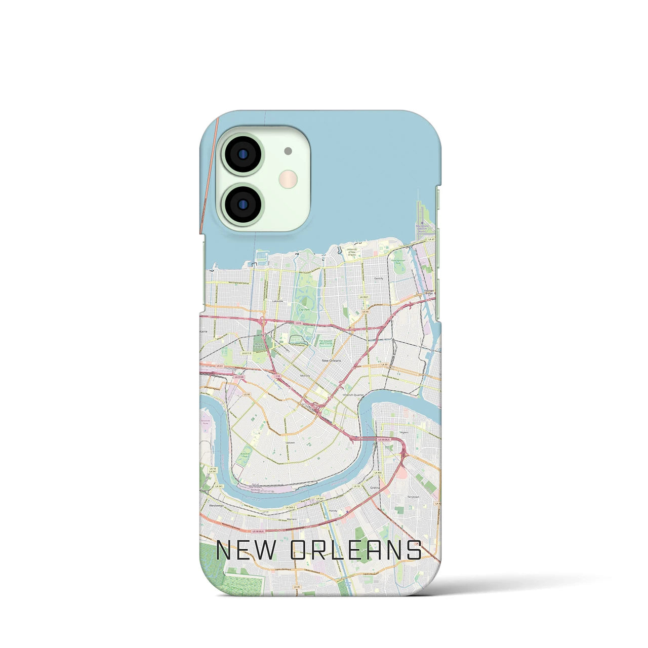 【ニューオーリンズ】地図柄iPhoneケース（バックカバータイプ・ナチュラル）iPhone 12 mini 用