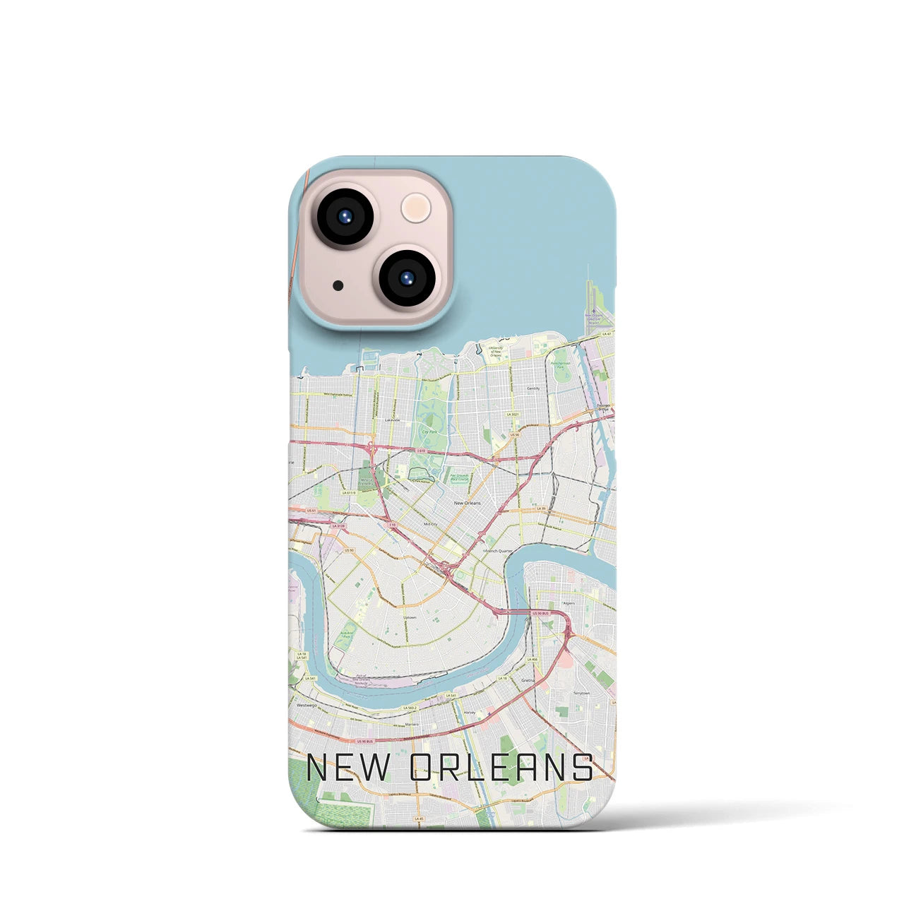 【ニューオーリンズ】地図柄iPhoneケース（バックカバータイプ・ナチュラル）iPhone 13 mini 用
