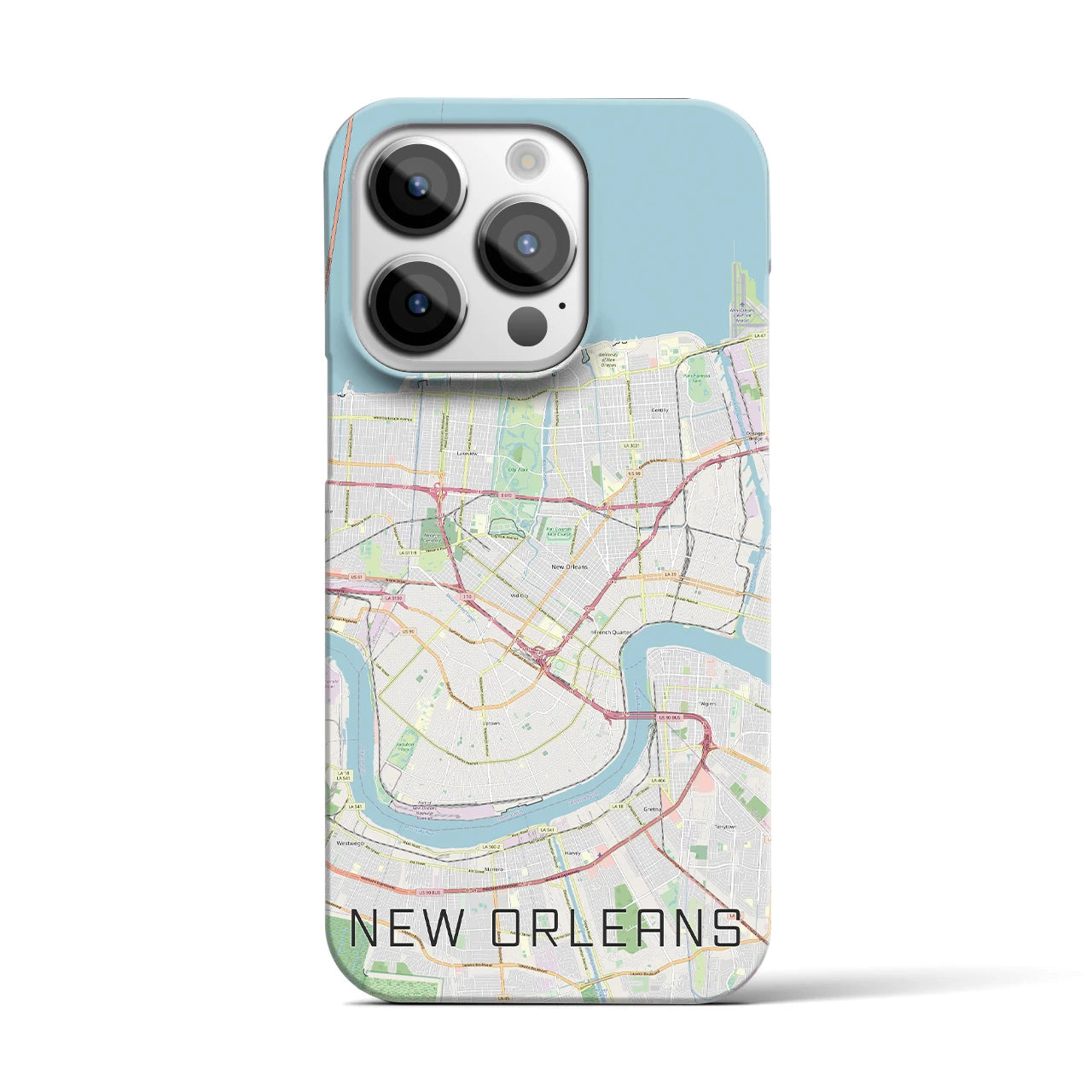 【ニューオーリンズ】地図柄iPhoneケース（バックカバータイプ・ナチュラル）iPhone 14 Pro 用