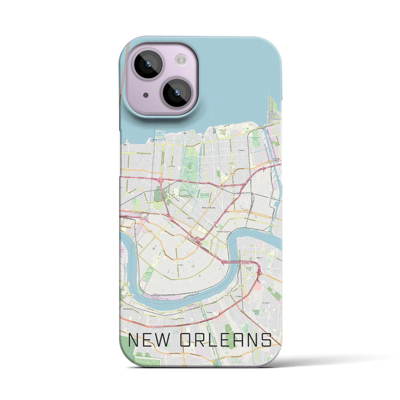【ニューオーリンズ】地図柄iPhoneケース（バックカバータイプ・ナチュラル）iPhone 14 用