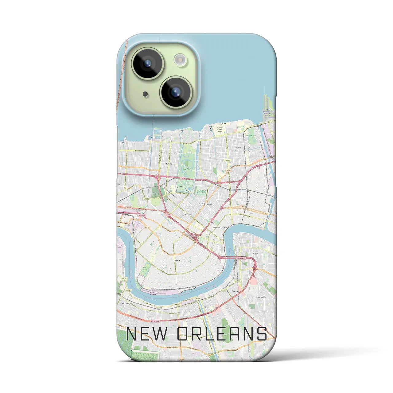 【ニューオーリンズ】地図柄iPhoneケース（バックカバータイプ・ナチュラル）iPhone 15 用