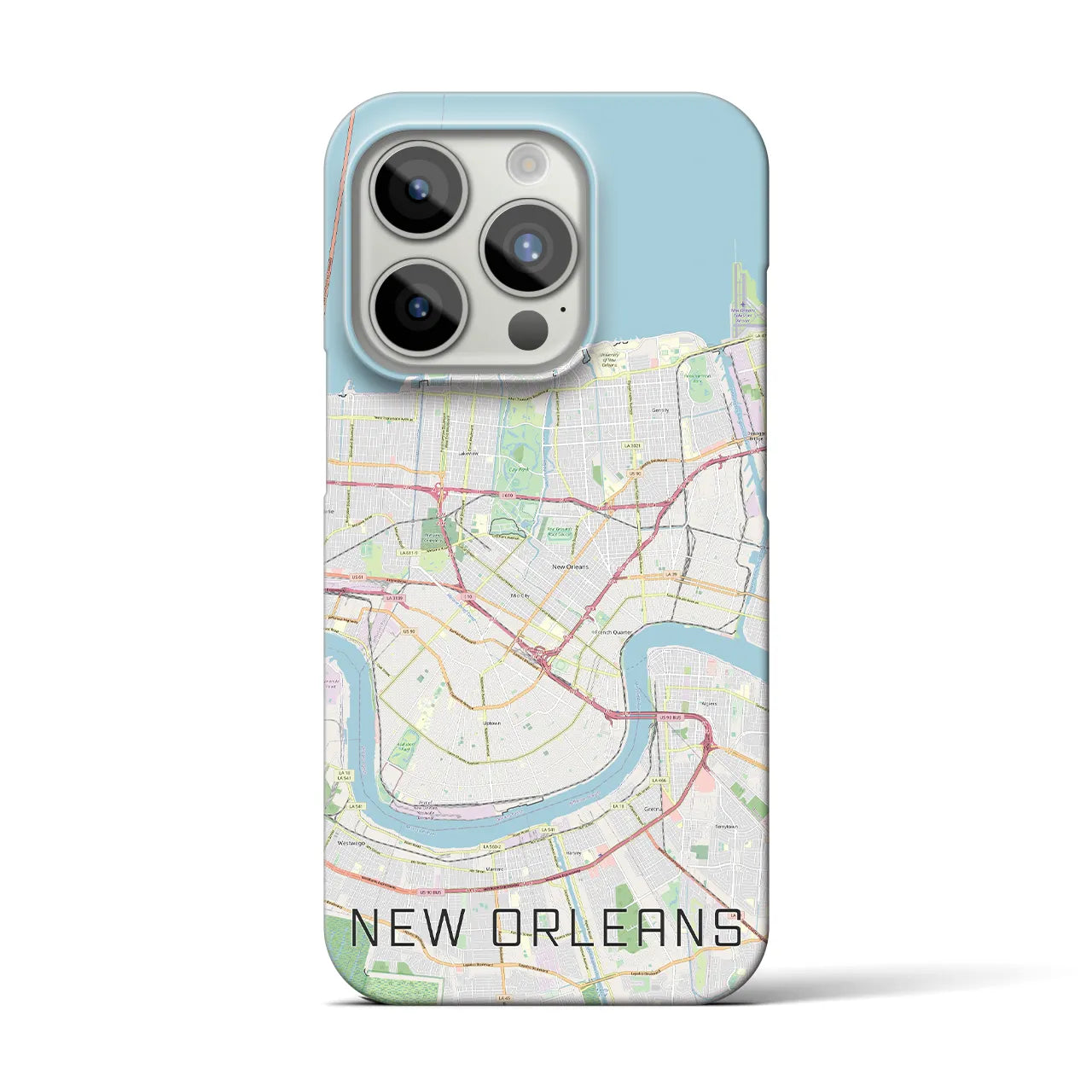 【ニューオーリンズ】地図柄iPhoneケース（バックカバータイプ・ナチュラル）iPhone 15 Pro 用