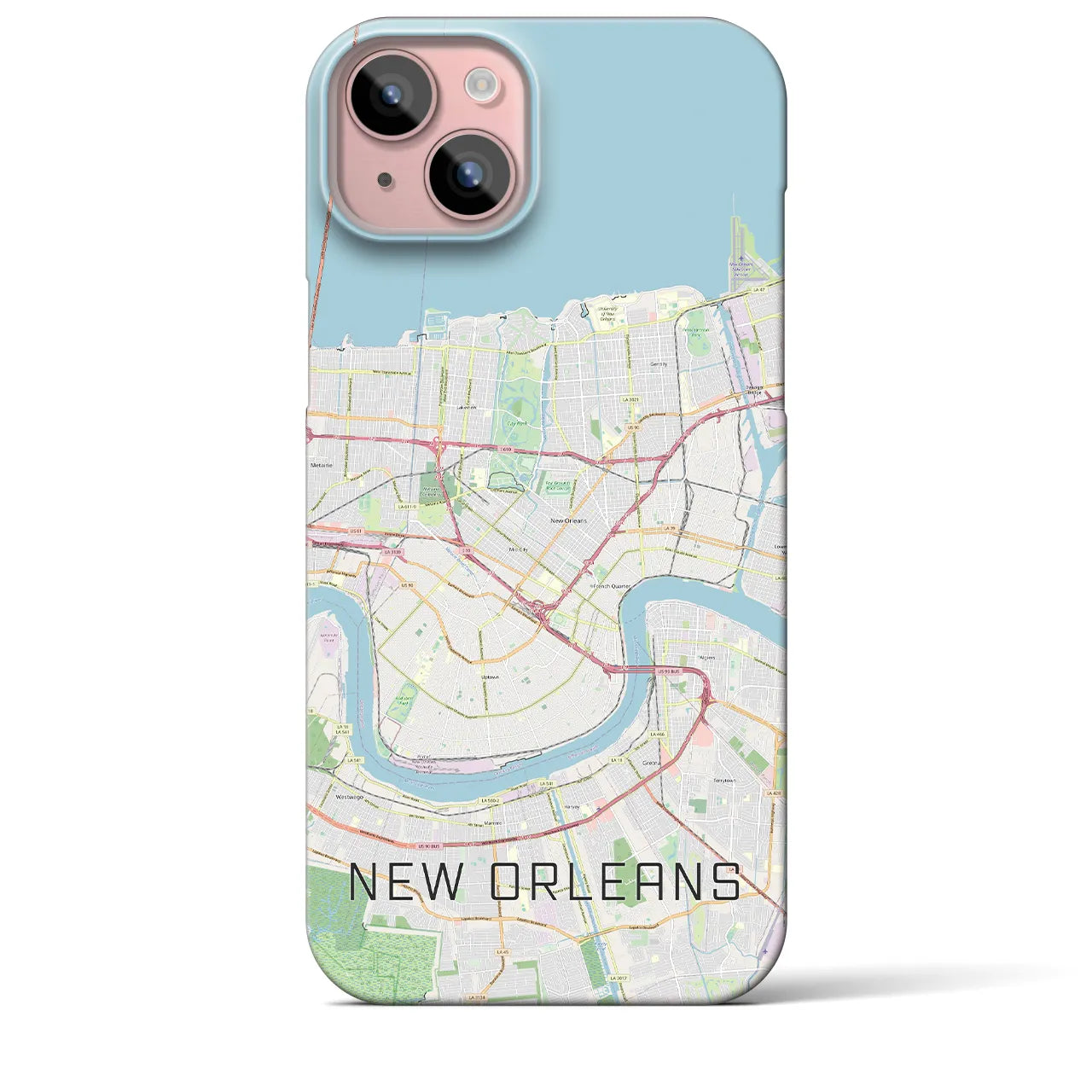 【ニューオーリンズ】地図柄iPhoneケース（バックカバータイプ・ナチュラル）iPhone 15 Plus 用