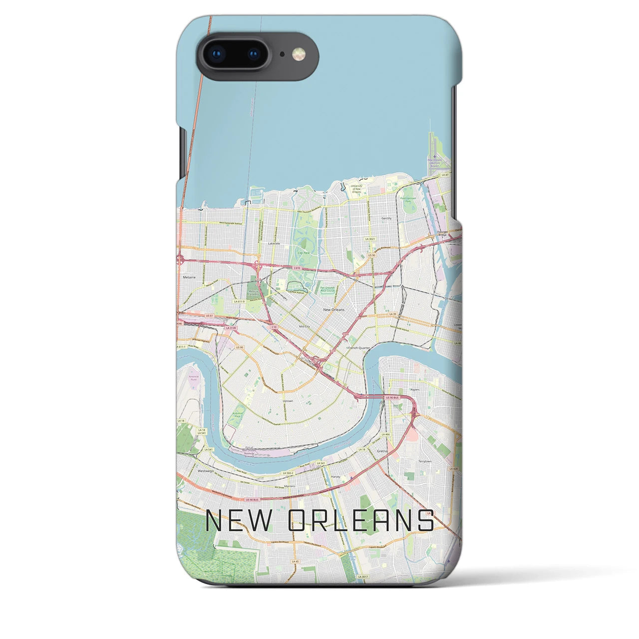 【ニューオーリンズ】地図柄iPhoneケース（バックカバータイプ・ナチュラル）iPhone 8Plus /7Plus / 6sPlus / 6Plus 用