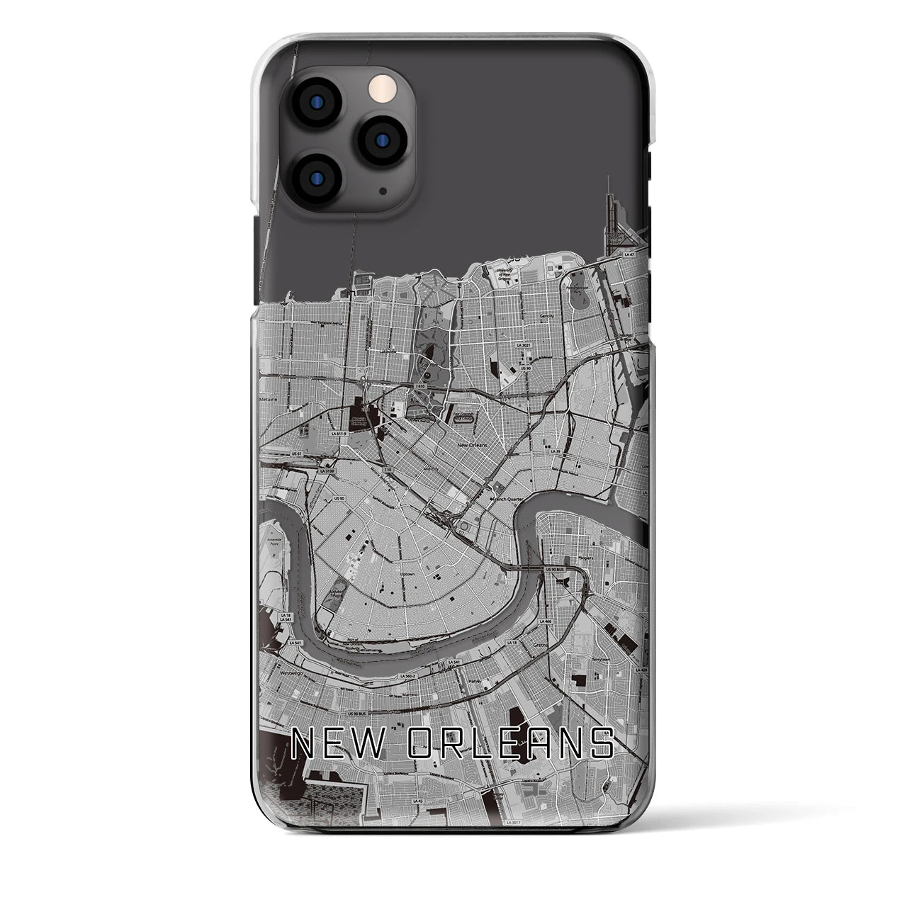 【ニューオーリンズ】地図柄iPhoneケース（クリアタイプ・モノトーン）iPhone 11 Pro Max 用