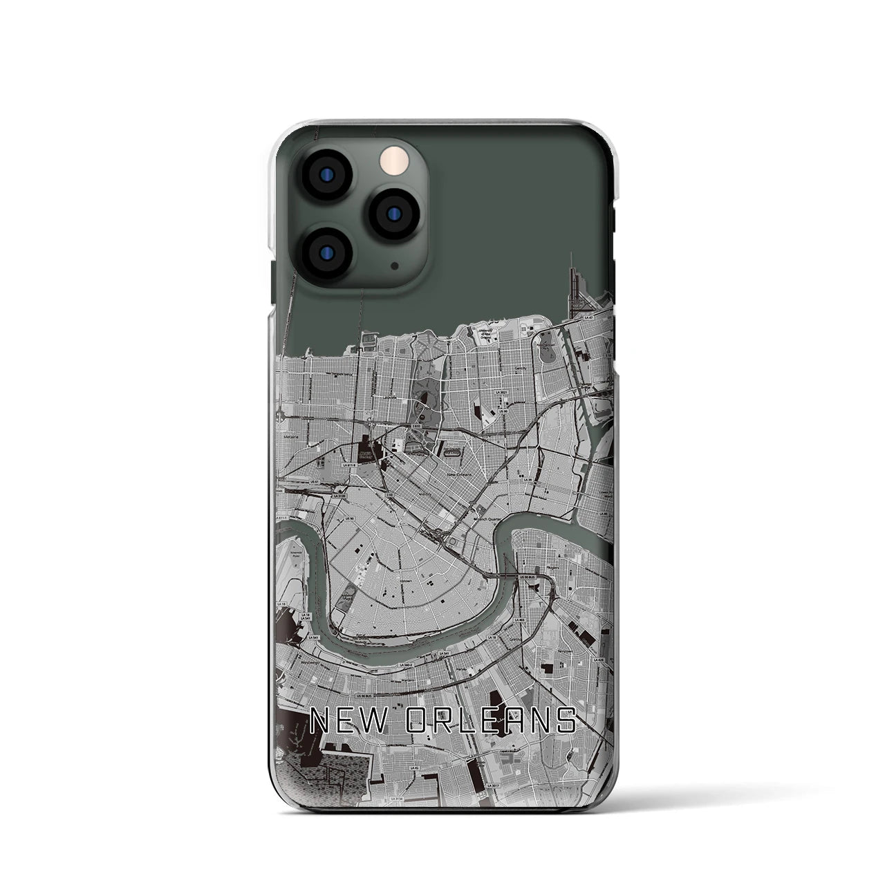 【ニューオーリンズ】地図柄iPhoneケース（クリアタイプ・モノトーン）iPhone 11 Pro 用