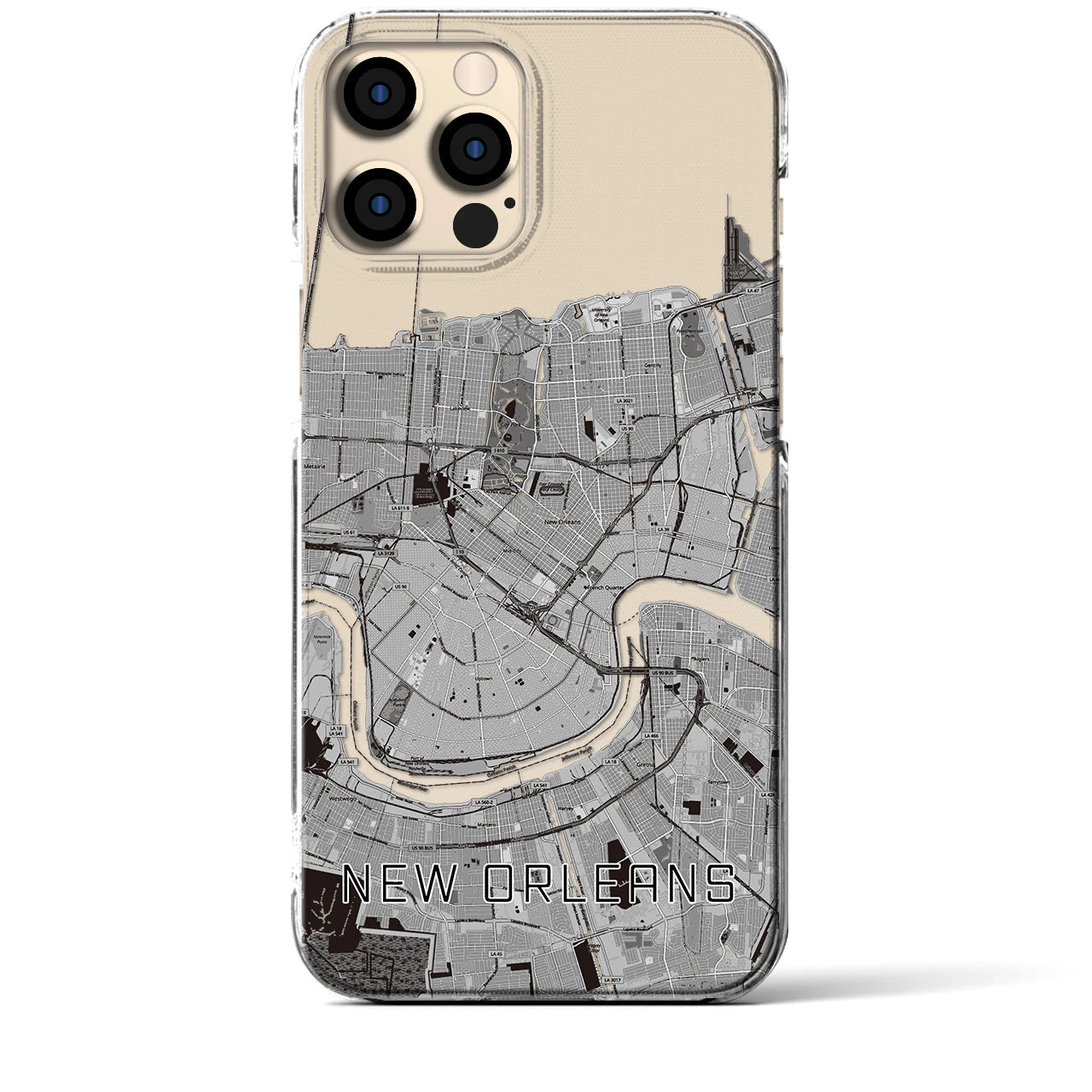 【ニューオーリンズ】地図柄iPhoneケース（クリアタイプ・モノトーン）iPhone 12 Pro Max 用