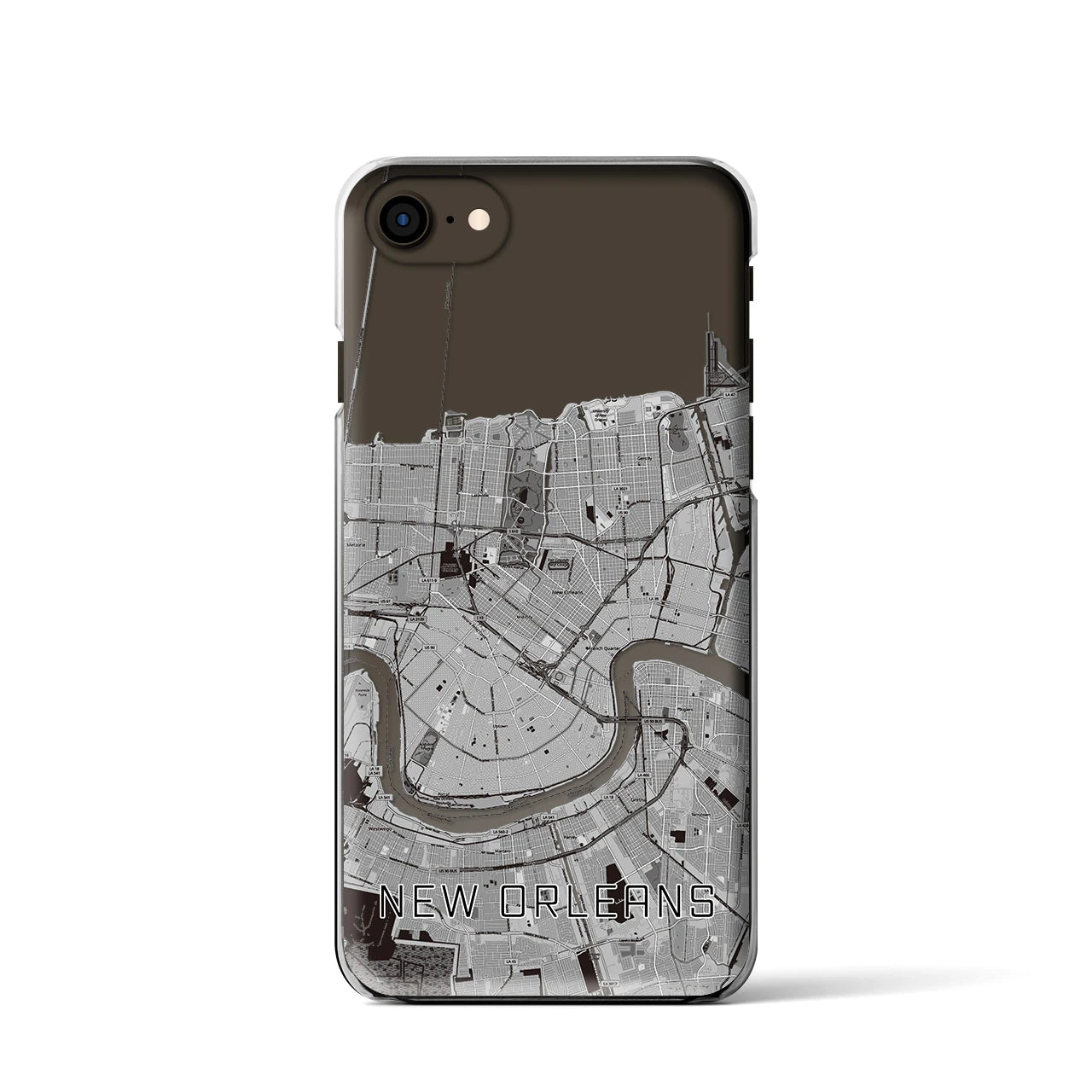 【ニューオーリンズ】地図柄iPhoneケース（クリアタイプ・モノトーン）iPhone SE（第3 / 第2世代） / 8 / 7 / 6s / 6 用