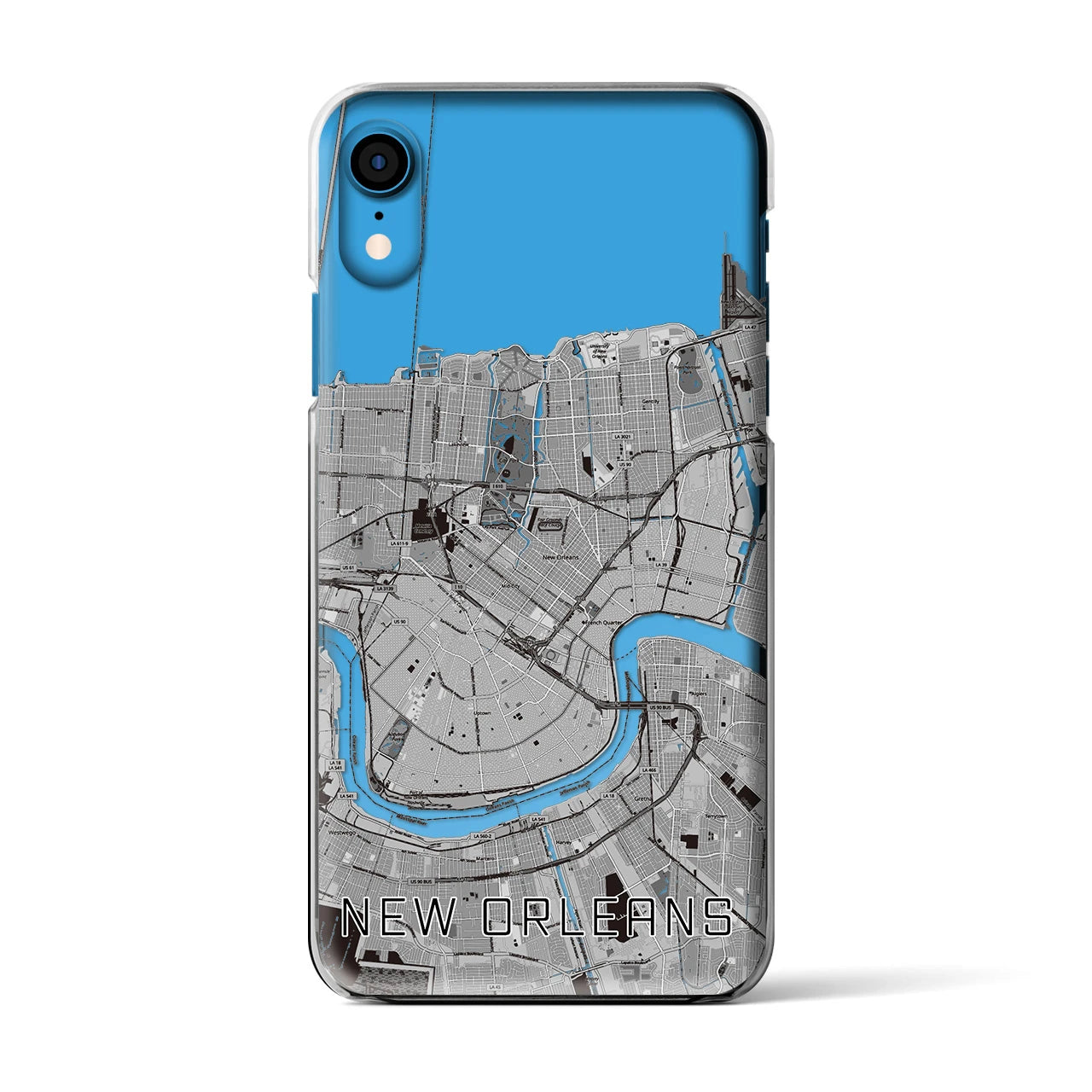 【ニューオーリンズ】地図柄iPhoneケース（クリアタイプ・モノトーン）iPhone XR 用